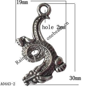 Pendant Lead-Free Zinc Alloy Jewelry Findings, 19x30mm hole=2mm, Sold per pkg of 500