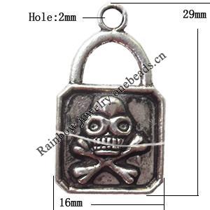 Pendant Lead-Free Zinc Alloy Jewelry Findings, 16x29mm hole=2mm, Sold per pkg of 400