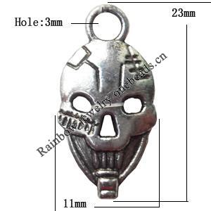 Pendant Lead-Free Zinc Alloy Jewelry Findings, 11x23mm hole=3mm, Sold per pkg of 500