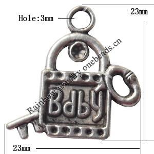Pendant Lead-Free Zinc Alloy Jewelry Findings, 23x23mm hole=3mm, Sold per pkg of 500