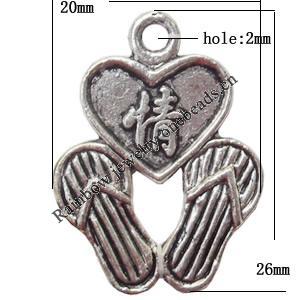 Pendant Lead-Free Zinc Alloy Jewelry Findings, 26x20mm hole=2mm, Sold per pkg of 500