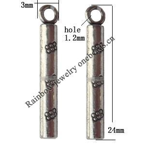 Pendant Lead-Free Zinc Alloy Jewelry Findings, Tube 24x3mm hole=1.2mm, Sold per pkg of 1000