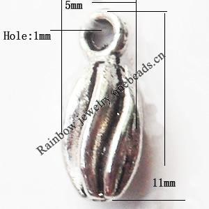 Pendant Lead-Free Zinc Alloy Jewelry Findings, 5x11mm hole=1mm, Sold per pkg of 2000