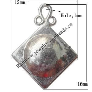 Pendant Lead-Free Zinc Alloy Jewelry Findings, 12x16mm hole=1mm, Sold per pkg of 100