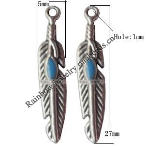 Pendant Lead-Free Zinc Alloy Jewelry Findings, 5x27mm hole=1mm, Sold per pkg of 1000