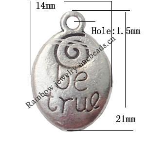 Pendant Lead-Free Zinc Alloy Jewelry Findings, 14x21mm hole=1.5mm, Sold per pkg of 300