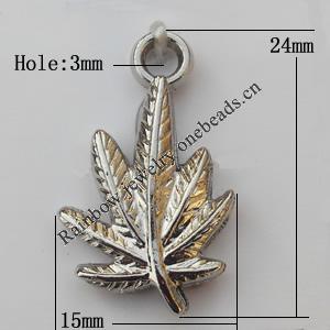 Jewelry findings, CCB plastic Pendants, Leaf 15x24mm, Sold by Bag