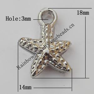Jewelry findings, CCB plastic Pendants, Star 14x18mm, Sold by Bag
