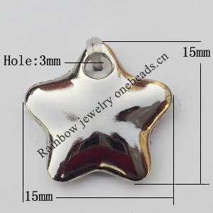 Jewelry findings, CCB plastic Pendants, Star 15x15mm, Sold by Bag