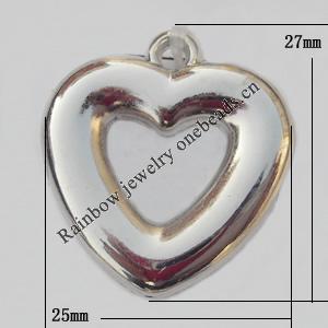 Jewelry findings, CCB plastic Pendants, Hollow Heart 25x27mm, Sold by Bag