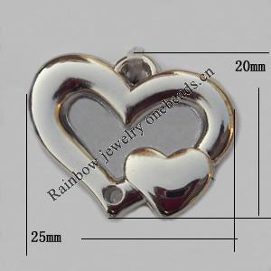 Jewelry findings, CCB plastic Pendants, Hollow Heart 20x25mm, Sold by Bag