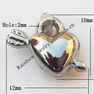 Jewelry findings, CCB plastic Pendants, Heart 12x10mm, Sold by Bag