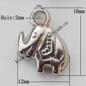 Jewelry findings, CCB plastic Pendants, Elephant 12x16mm, Sold by Bag