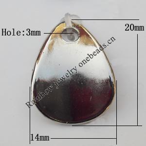 Jewelry findings, CCB plastic Pendants, Twist Flat Teardrop 14x20mm, Sold by Bag