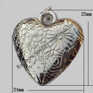 Jewelry findings, CCB plastic Pendants, Heart 24x25mm, Sold by Bag