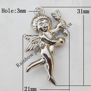 Jewelry findings, CCB plastic Pendants, Angel 21x31mm, Sold by Bag