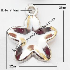 Jewelry findings, CCB plastic Pendants, Flower 22x26mm, Sold by Bag