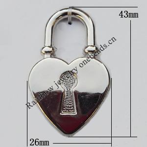 Jewelry findings, CCB plastic Pendants, Lock 26x43mm, Sold by Bag