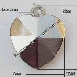 Jewelry findings, CCB plastic Pendants, Facted Heart 19x22mm, Sold by Bag