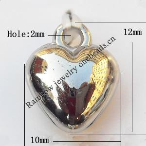 Jewelry findings, CCB plastic Pendants, Heart 10x12mm, Sold by Bag