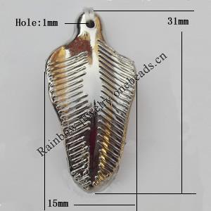 Jewelry findings, CCB plastic Pendants, Leaf 15x31mm, Sold by Bag