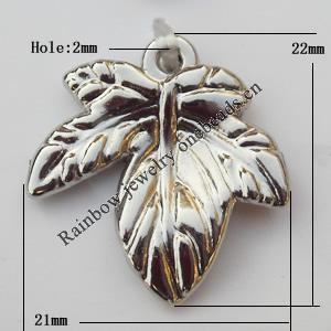 Jewelry findings, CCB plastic Pendants, Leaf 21x22mm, Sold by Bag