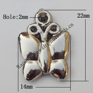 Jewelry findings, CCB plastic Pendants, Butterfly 14x20mm, Sold by Bag