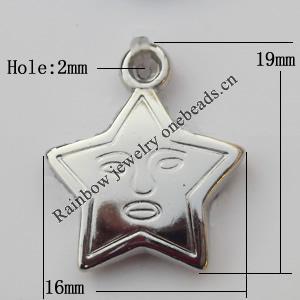 Jewelry findings, CCB plastic Pendants, Star 16x19mm, Sold by Bag