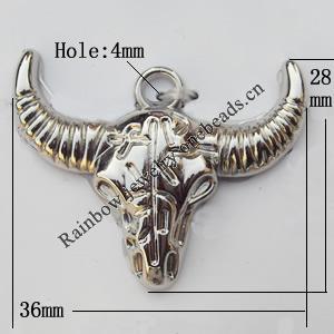 Jewelry findings, CCB plastic Pendants, Cattle Head 36x28mm, Sold by Bag