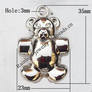 Jewelry findings, CCB plastic Pendants, Bear 23x35mm, Sold by Bag