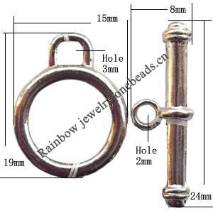 Clasp, Zinc alloy Jewelry Finding, Lead-Free, 19x15mm 24x8mm, Sold by KG