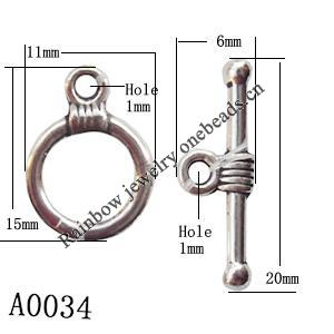 Clasp, Zinc alloy Jewelry Finding, Lead-Free, 15x11mm 20x6mm, Sold by KG