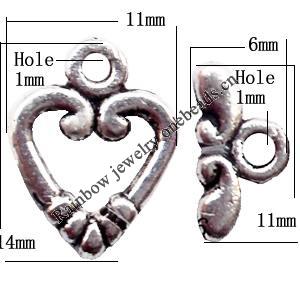 Clasp, Zinc alloy Jewelry Finding, Lead-Free, 14x11mm 11x6mm, Sold by KG