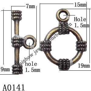 Clasp, Zinc alloy Jewelry Finding, Lead-Free, 19x15mm 7x19mm, Sold by KG