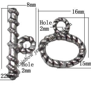 Clasp, Zinc alloy Jewelry Finding, Lead-Free, 16x15mm 22x8mm, Sold by KG