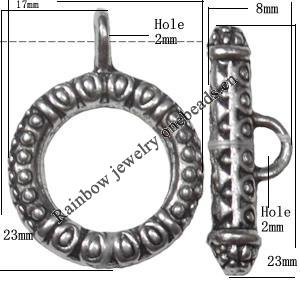 Clasp, Zinc alloy Jewelry Finding, Lead-Free, 17x13mm 24x8mm, Sold by KG