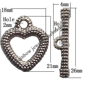 Clasp, Zinc alloy Jewelry Finding, Lead-Free, 21x18mm 4x26mm, Sold by KG