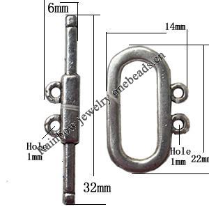 Clasp, Zinc alloy Jewelry Finding, Lead-Free, 14x22mm 6x32mm, Sold by KG