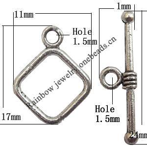 Clasp, Zinc alloy Jewelry Finding, Lead-Free, 11x17mm 24x1mm, Sold by KG