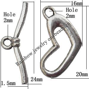 Clasp, Zinc alloy Jewelry Finding, Lead-Free, 26x16mm 24x1.5mm, Sold by KG