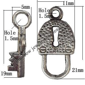 Clasp, Zinc alloy Jewelry Finding, Lead-Free, 11x21mm 19x5mm, Sold by KG