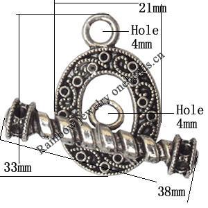 Clasp, Zinc alloy Jewelry Finding, Lead-Free, 21x33mm 38x8mm, Sold by KG
