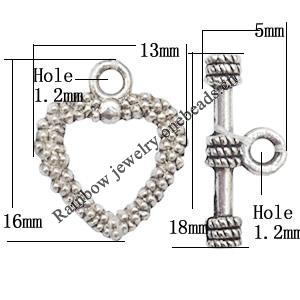Clasp, Zinc alloy Jewelry Finding, Lead-Free, 16x19mm 20x8mm, Sold by KG