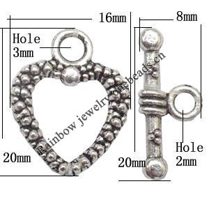 Clasp, Zinc alloy Jewelry Finding, Lead-Free, 16x20mm 20x8mm, Sold by KG
