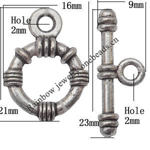 Clasp, Zinc alloy Jewelry Finding, Lead-Free, 16x21mm 9x23mm, Sold by KG