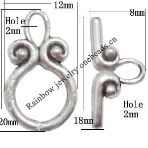 Clasp, Zinc alloy Jewelry Finding, Lead-Free, 20x12mm 18x8mm, Sold by KG