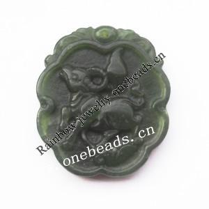 hand-carved gemstone Beads, 30x35x6mm Sold by Bag