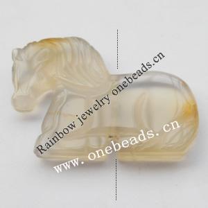 hand-carved Agate Beads, Animal 28x41x6mm Sold by Bag