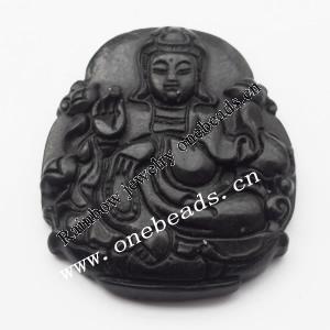 hand-carved jade Beads, Pendant Buddha 41x48x8mm Sold by Bag