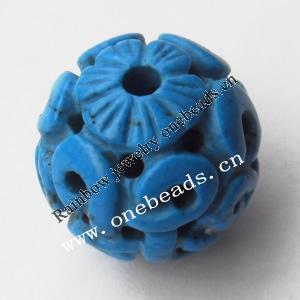 hand-carved Turquoise Beads, Round 21mm Sold by Bag